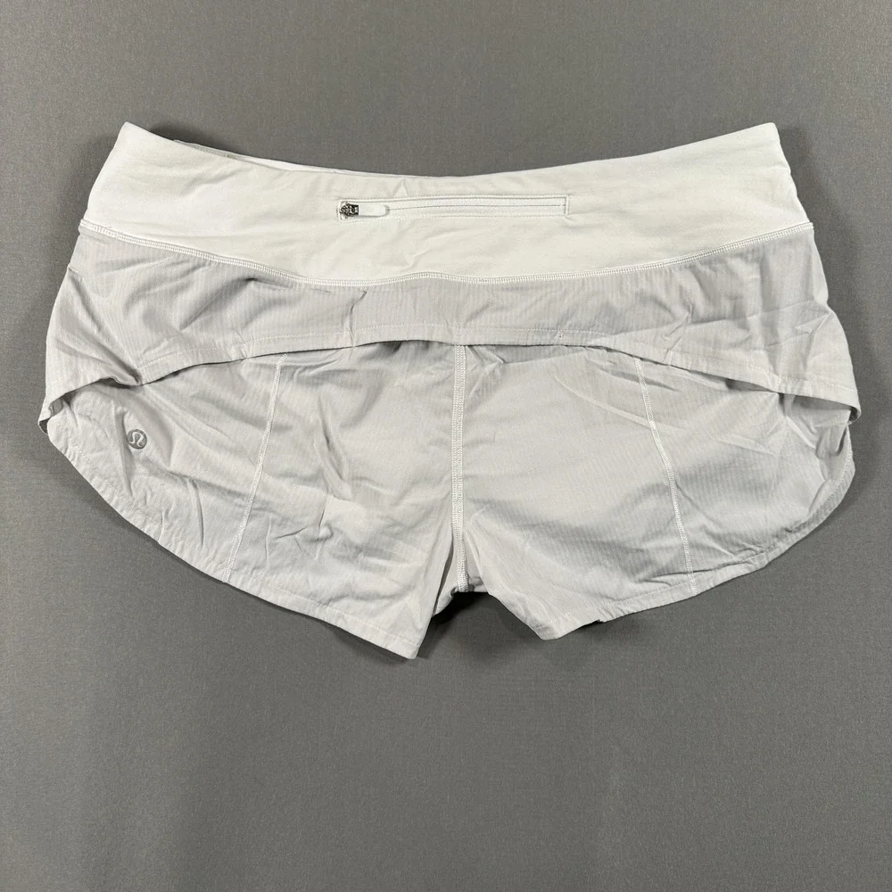Lululemon Shorts Womens 8 White 2.5 Inseam Running Lined Zip Pocket Athletic